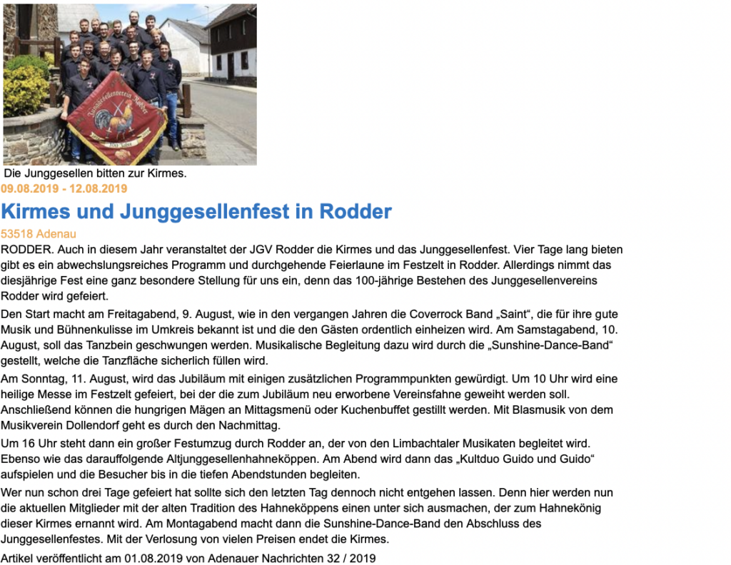 Rodder Gemeinde Rodder JGV Rodder 1919 Gemeinde Rodder Eifel Bildschirmfoto 2021 05 02 um 11.35.51