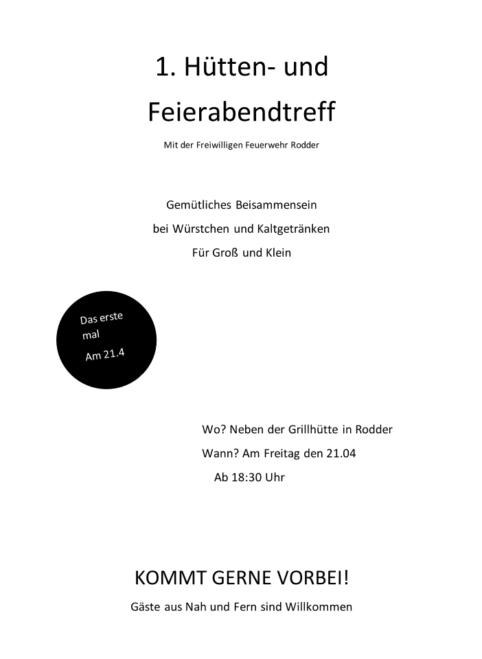 Rodder Gemeinde Rodder Hütten- und Feierabendtreff am 21.04.2023 Gemeinde Rodder Eifel Bildschirm­foto 2023 03 28 um 19.07.36